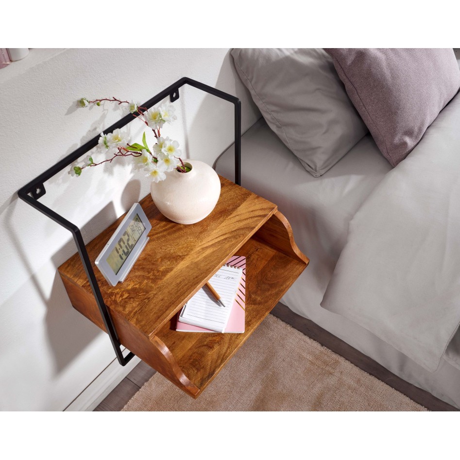 Mesita de Noche Pared con Estante 44x45x35 cm