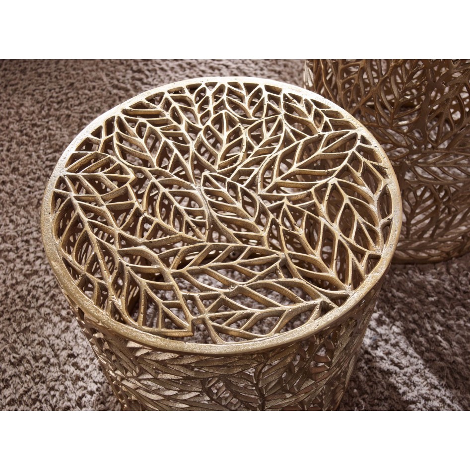 Juego de Mesas Auxiliares de 2 Piezas Metal | Mesas de centro Aluminio Redondas Oro 