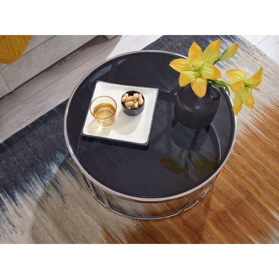 Mesa de Centro Redonda Plata 60x60x30 cm