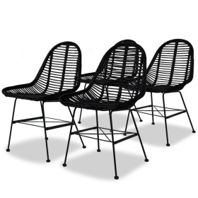 Sillas de comedor 4 unidades de ratán natural