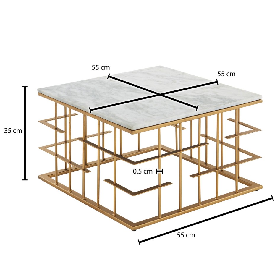 Mesa de Centro Cuadrado Blanco 55x55x35 cm