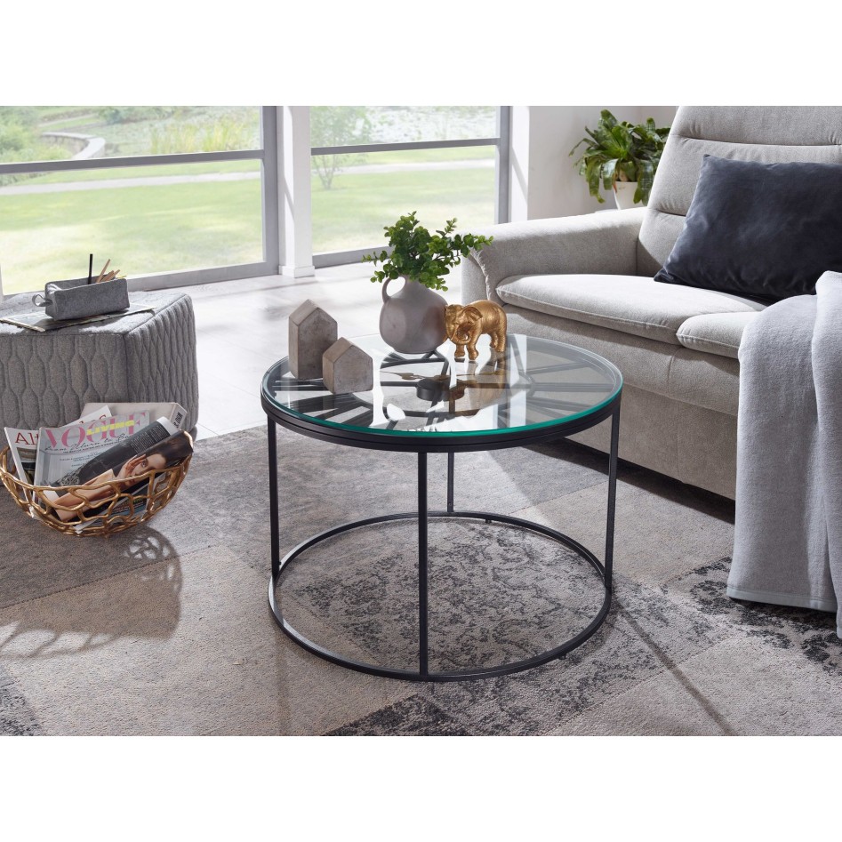 Mesa de Centro Redonda Negro 60x60x43 cm