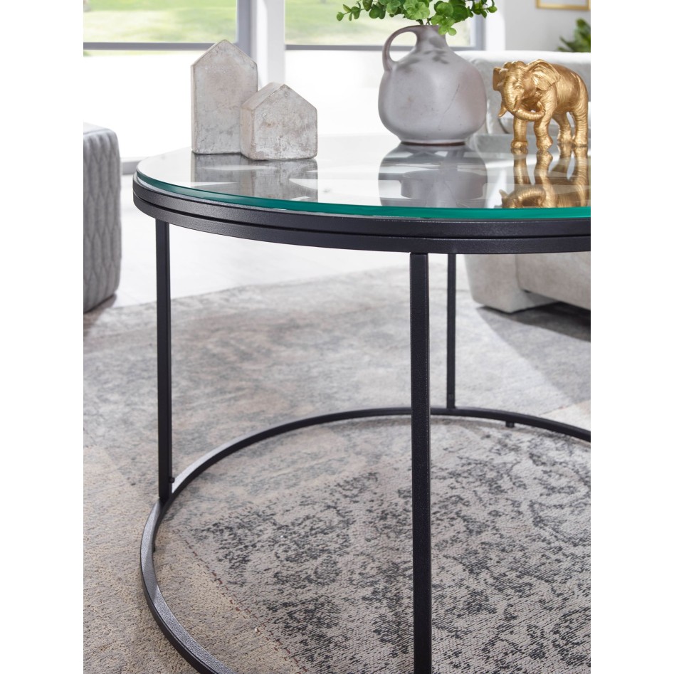 Mesa de Centro Redonda Negro 60x60x43 cm