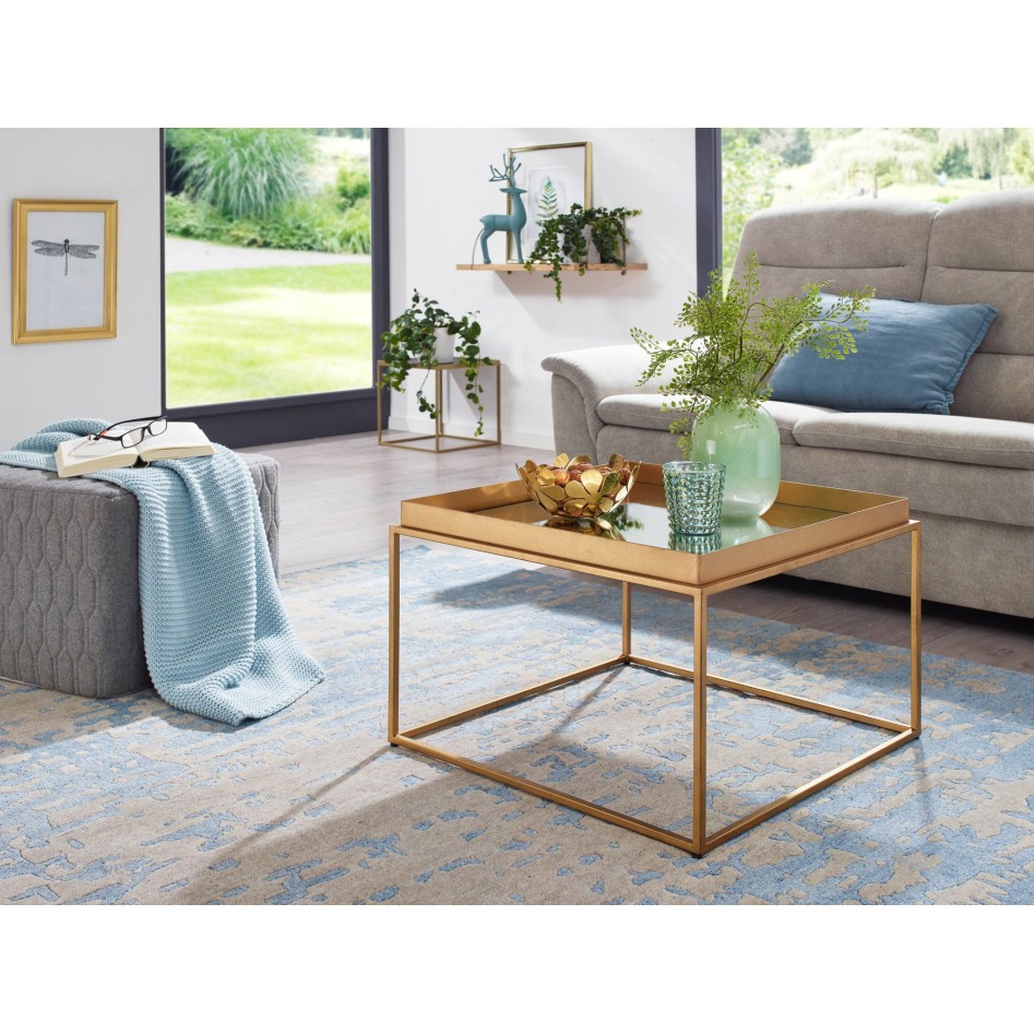 Mesa de Centro Cuadrado Oro 60x60x41 cm