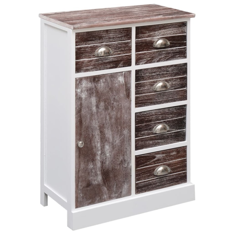 Aparador con 10 cajones madera marrón 113x30x79