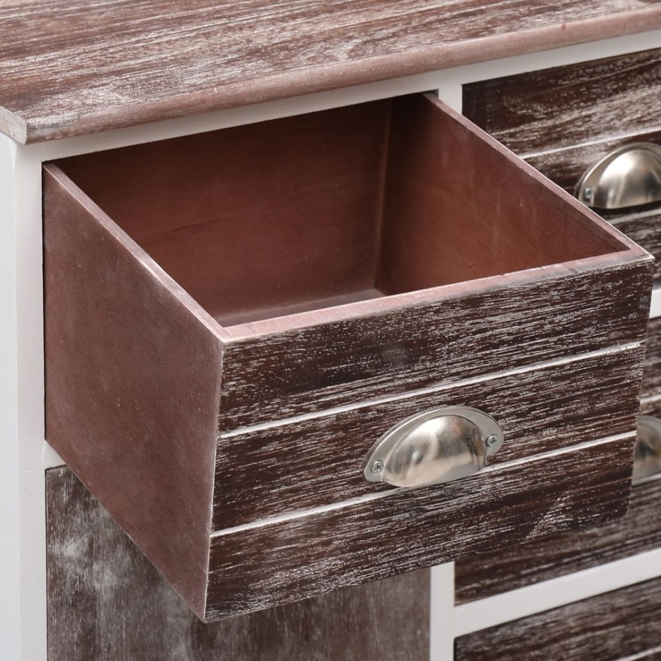 Aparador con 10 cajones madera marrón 113x30x79