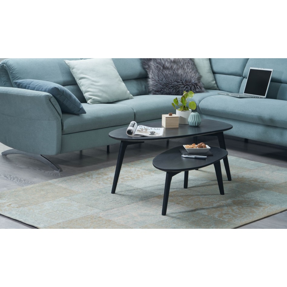 Juego de Mesas Auxiliares de 2 Piezas Madera Maciza de Mango | Mesas de centro para el Salón Negro