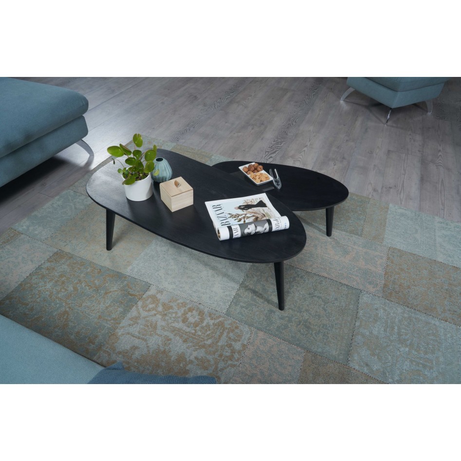 Juego de Mesas Auxiliares de 2 Piezas Madera Maciza de Mango | Mesas de centro para el Salón Negro