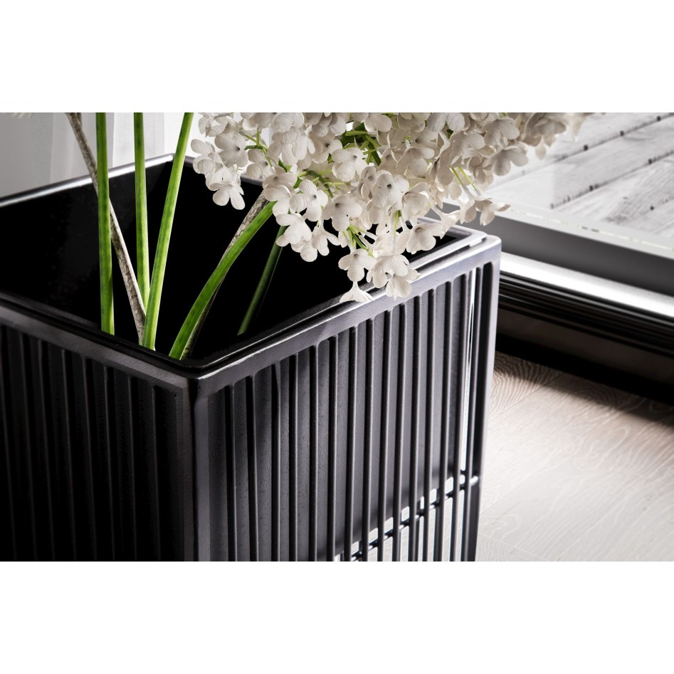 Juego de 2 maceteros de metal negro con marco