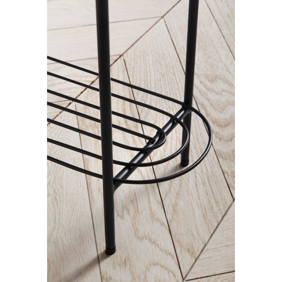 Macetero de metal 51x65x22 cm negro con estructura y estante 