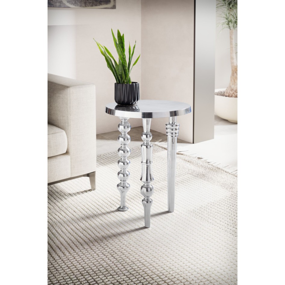 Mesa auxiliar  aluminio 44x44x63 cm con tres patas diferentes