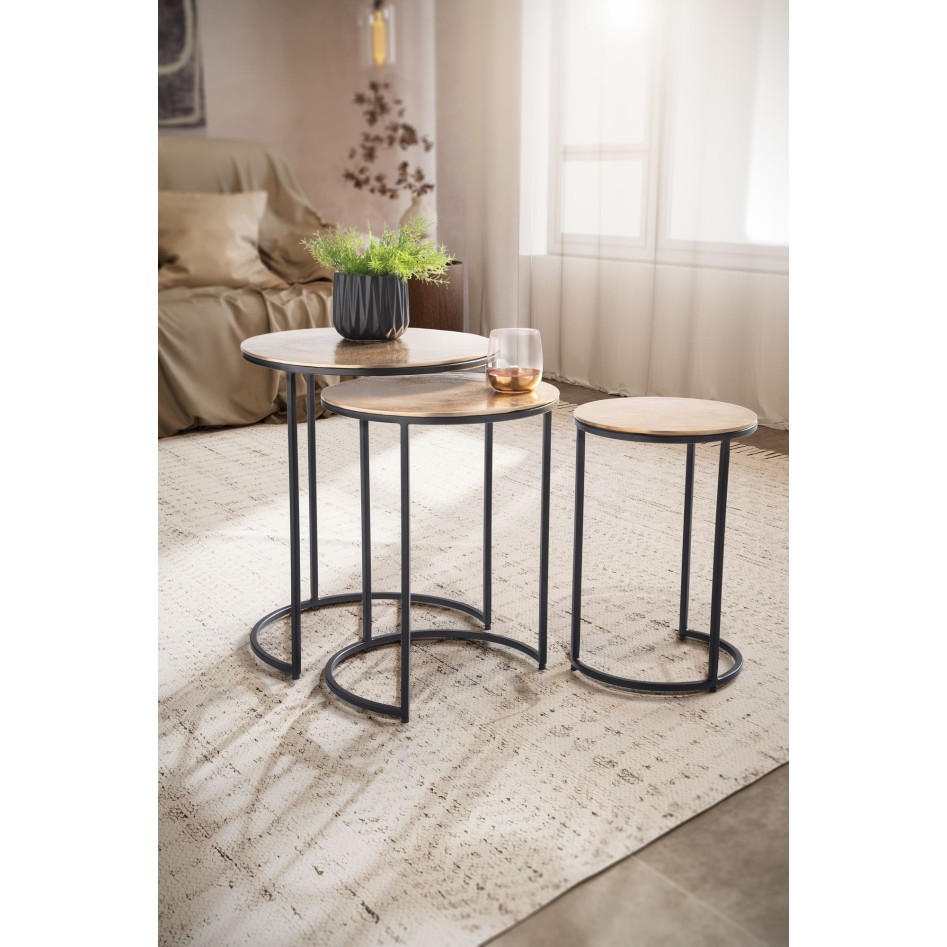 Juego de 3 mesas auxiliares de aluminio