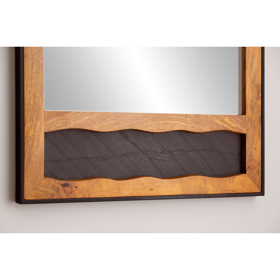 Espejo Pasillo Madera Maciza de Mango / Aspecto de piedra 72x102x3 cm