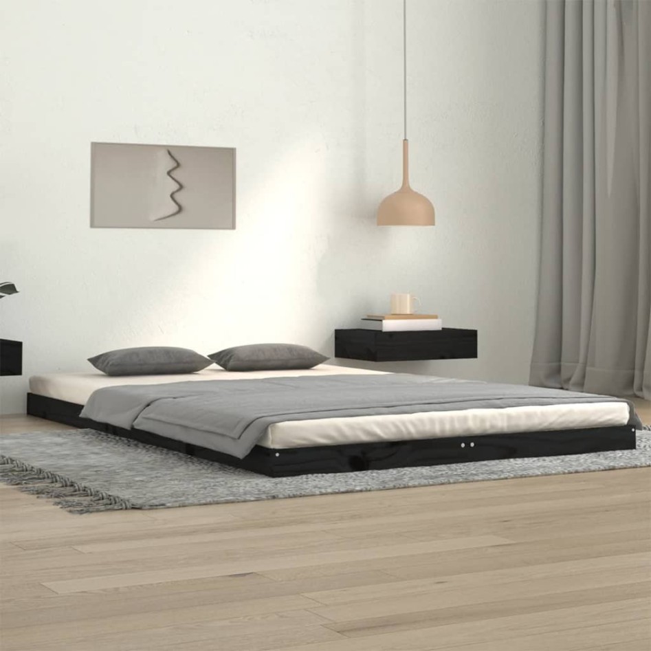 Estructura de cama madera maciza de pino negro 120x200