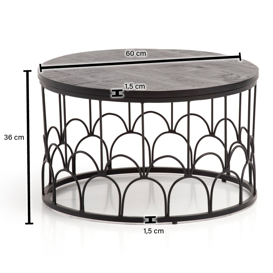 Mesa de Centro Moderna Redonda 60x60x36 cm