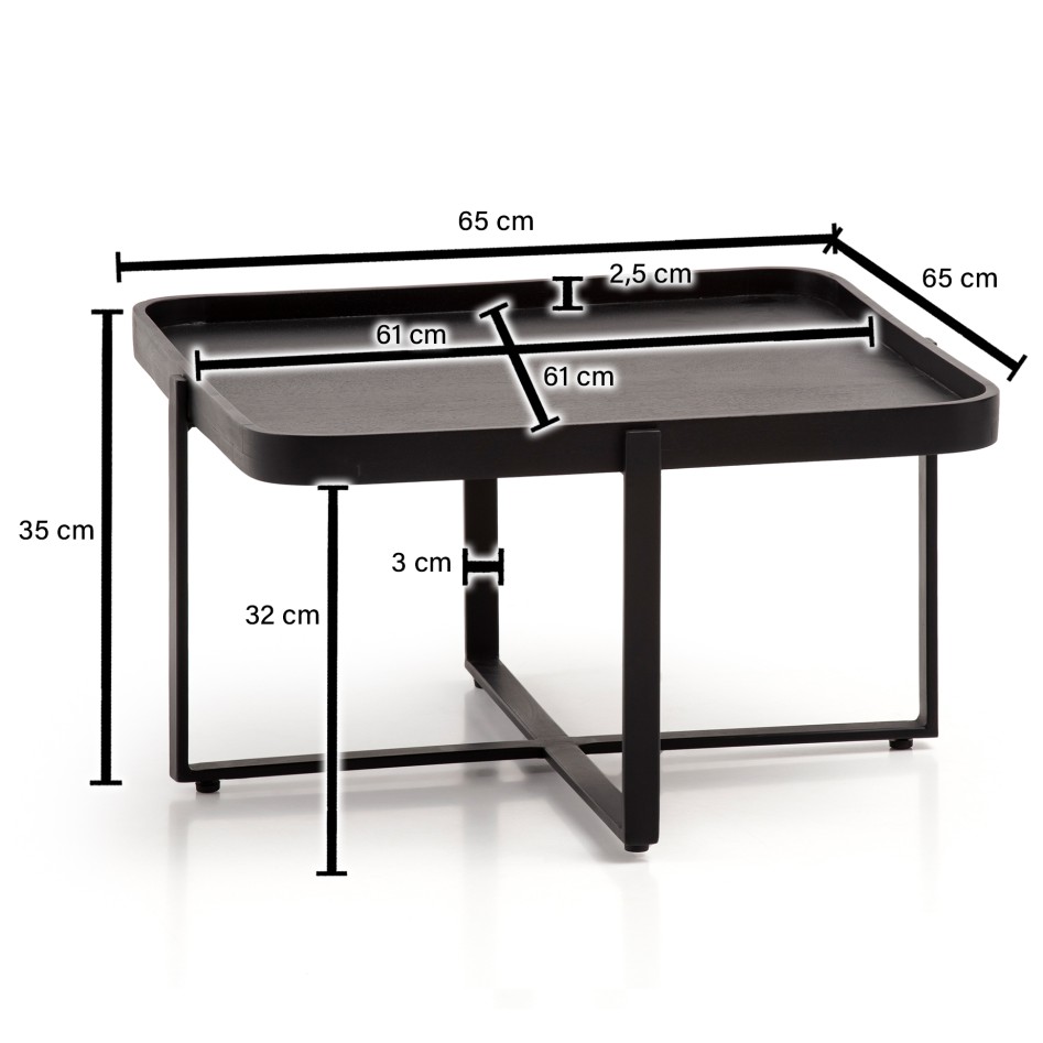 Mesa de Centro Moderna Cuadrada 65x65x35 cm