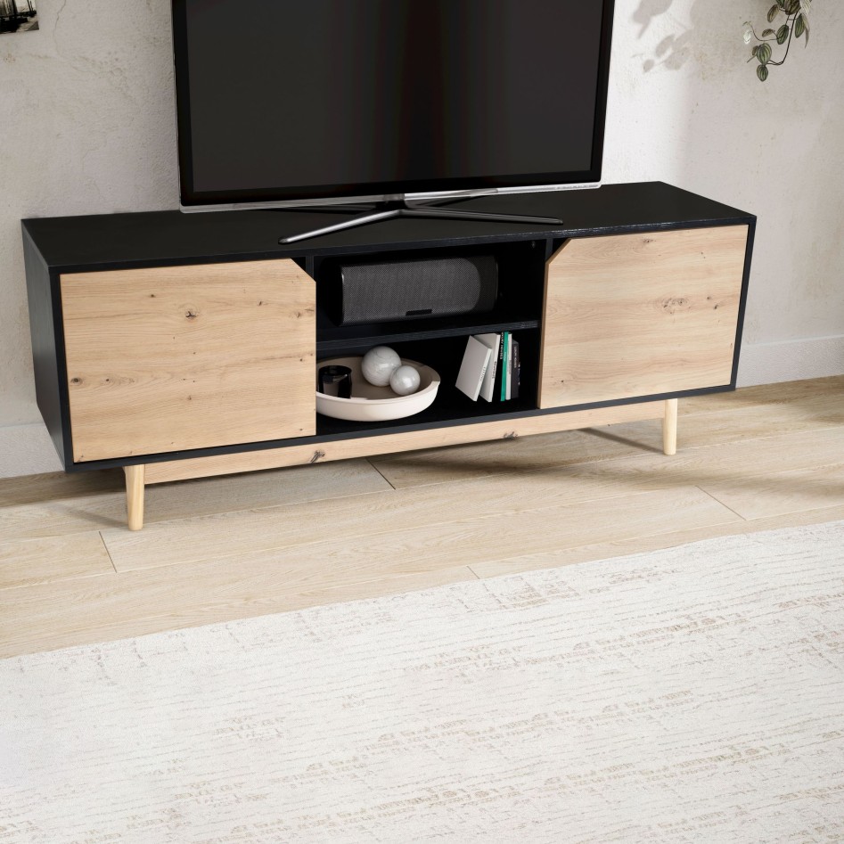 Mueble para TV de Roble Negro 150x55x40 cm