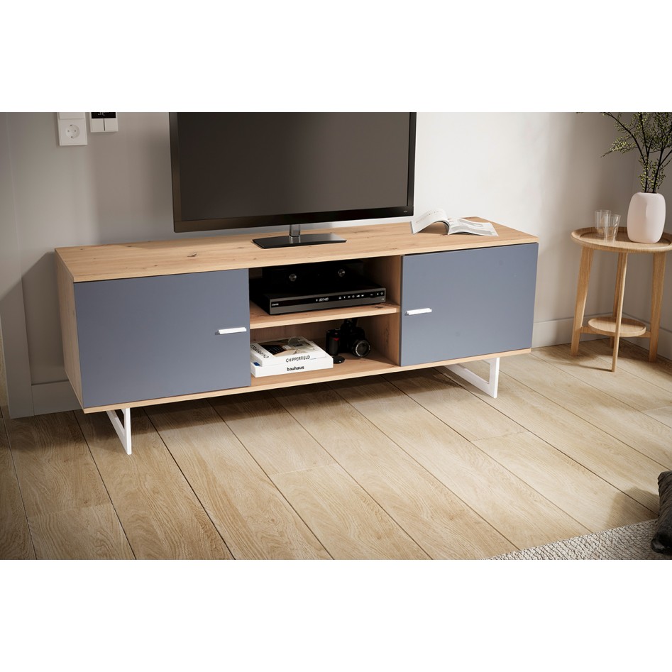 Mueble para TV de Roble Decorado Gris 150x55x40 cm