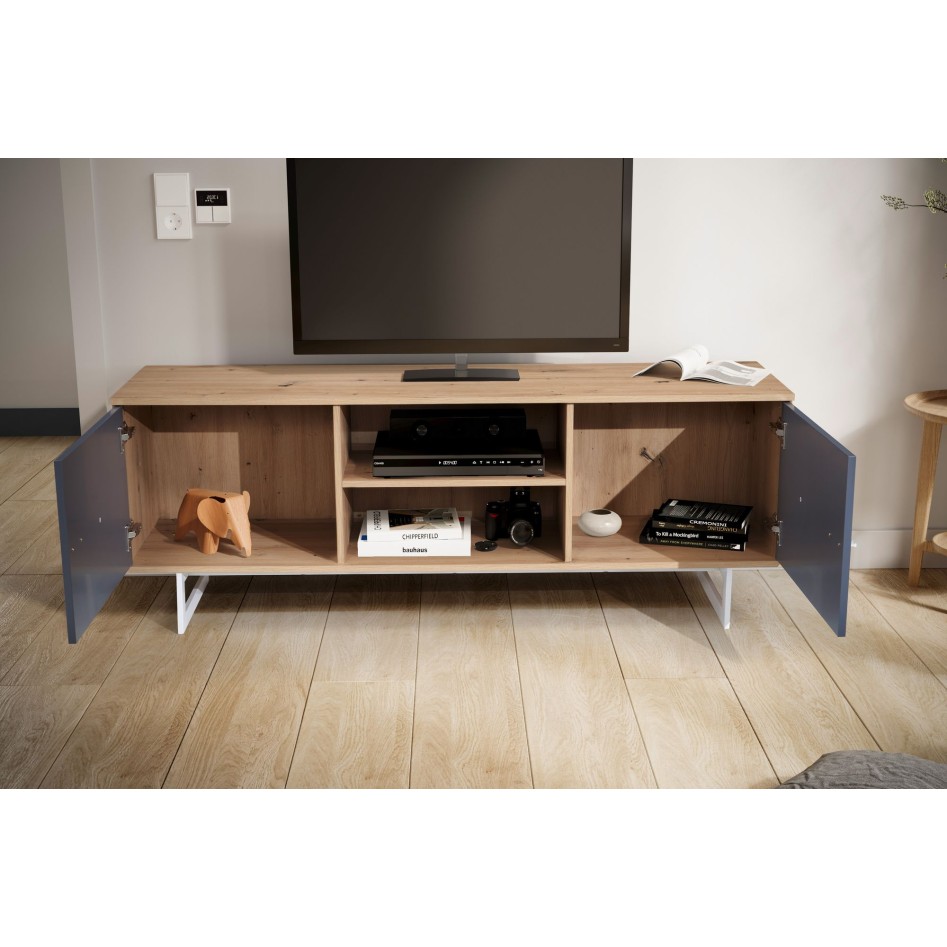 Mueble para TV de Roble Decorado Gris 150x55x40 cm