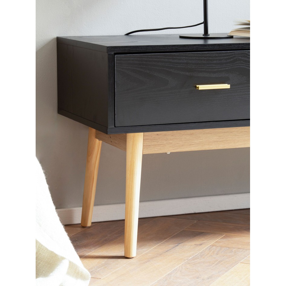 Mueble para TV negro con decoración de roble 150x50x40 cmeble para TV para sala de estar