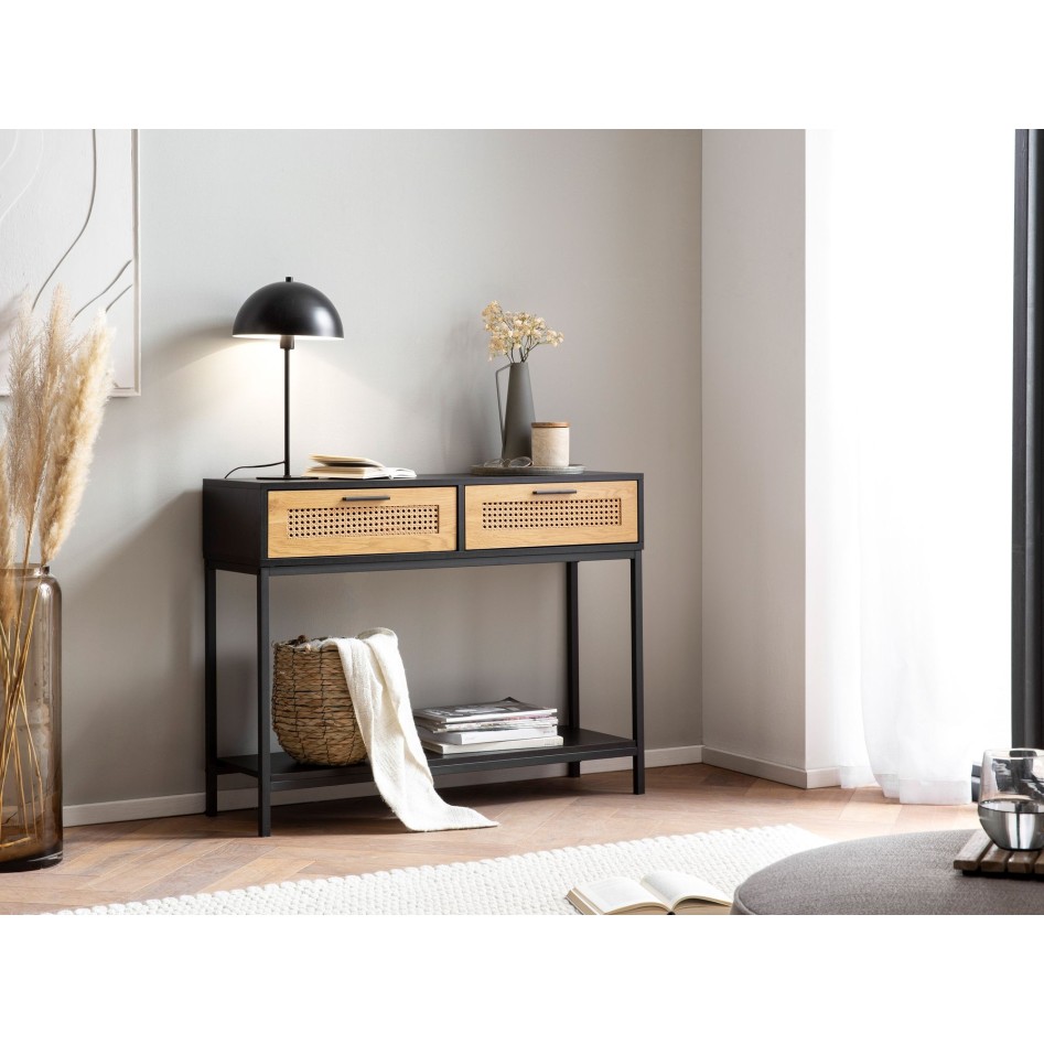 Mesa consola negro con patas de Metal 100x30x75 cm