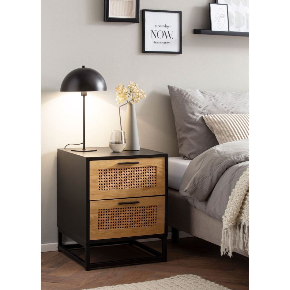 Mesita de Noche Negra 45x45x56 cm 