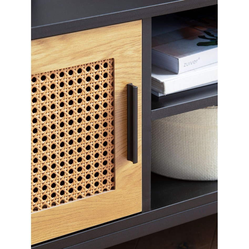 Mueble TV Madera Negro / Roble 110x48x40 cm 