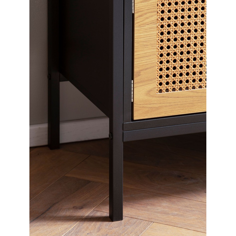 Mueble TV Madera Negro / Roble 110x48x40 cm 