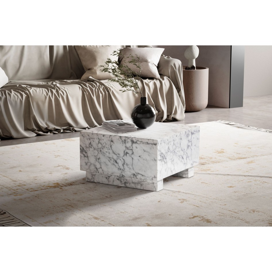 Mesa de Centro 60x60x35 cm Blanco Brillo