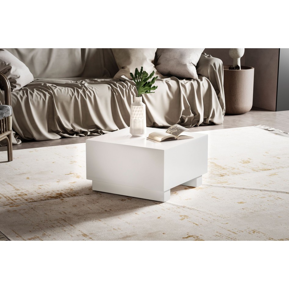 Mesa de Centro 60x60x35 cm Blanco Brillo