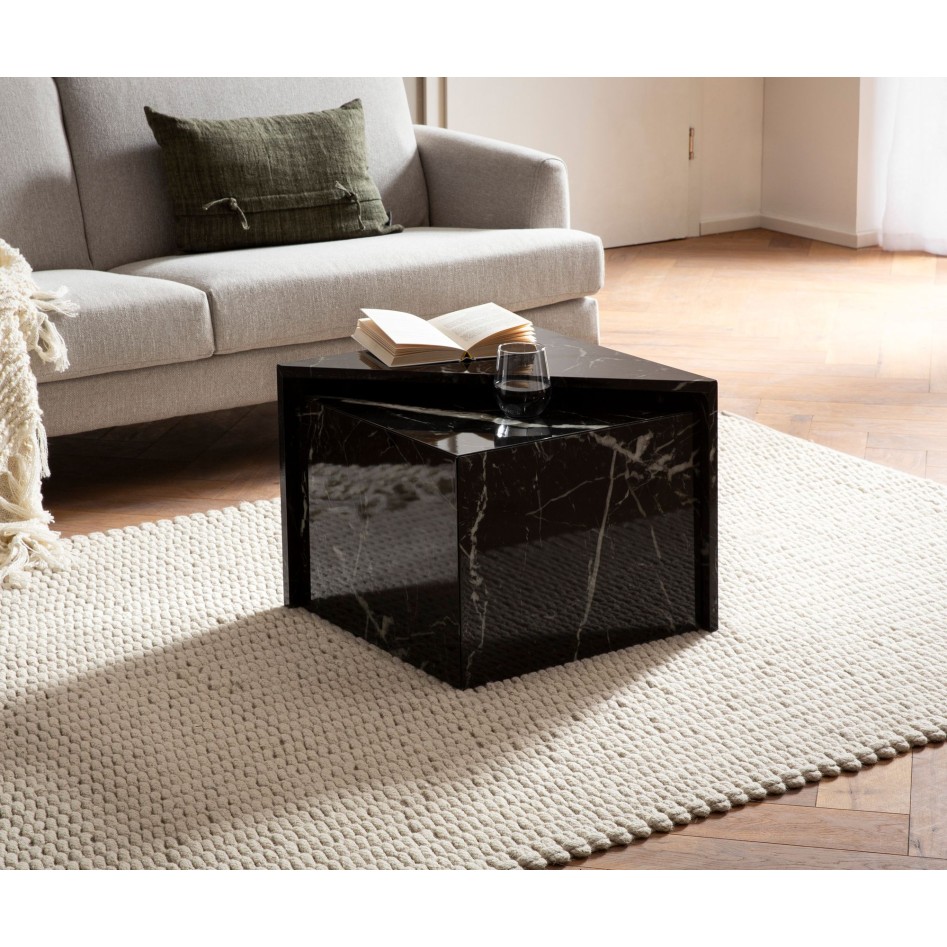 Juego de Mesas Auxiliares de 2 Piezas color Negra Brillo