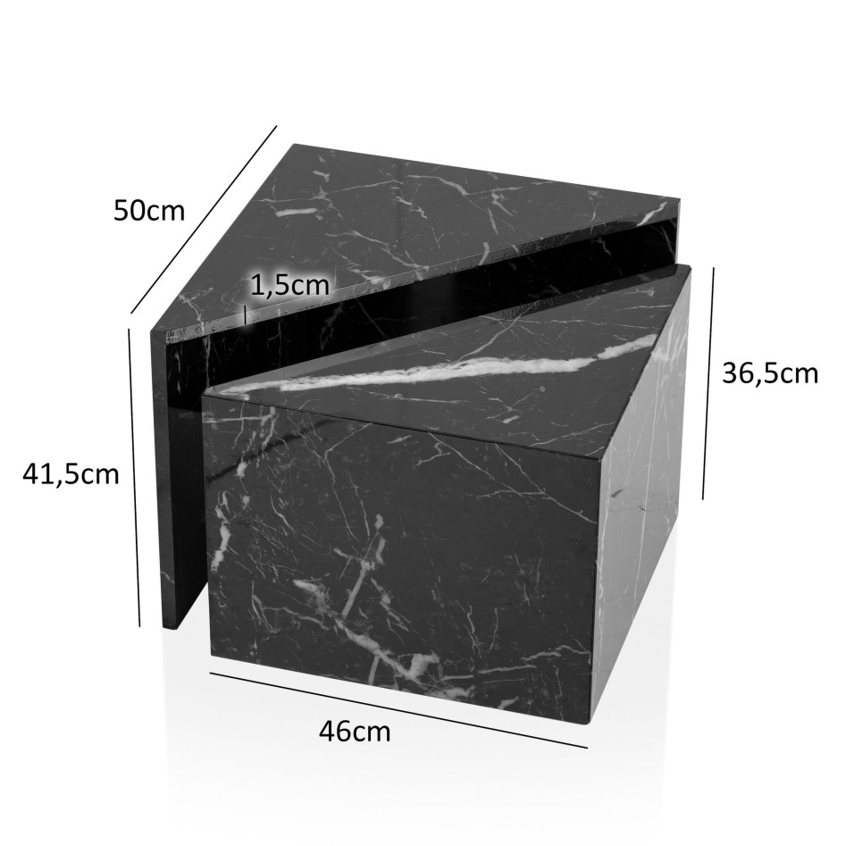 Juego de Mesas Auxiliares de 2 Piezas color Negra Brillo