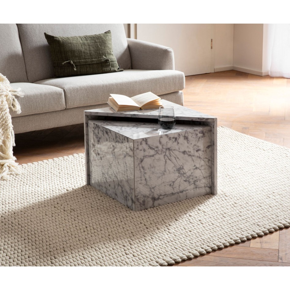 Juego de Mesas Auxiliares de 2 Piezas color Blanca Brillo