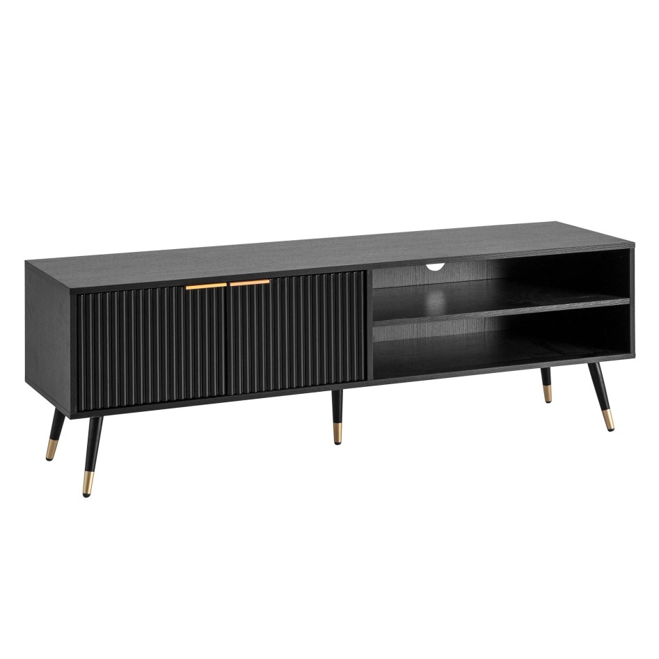 Mueble para TV Negro con decoración de Roble 150x51x39 cm