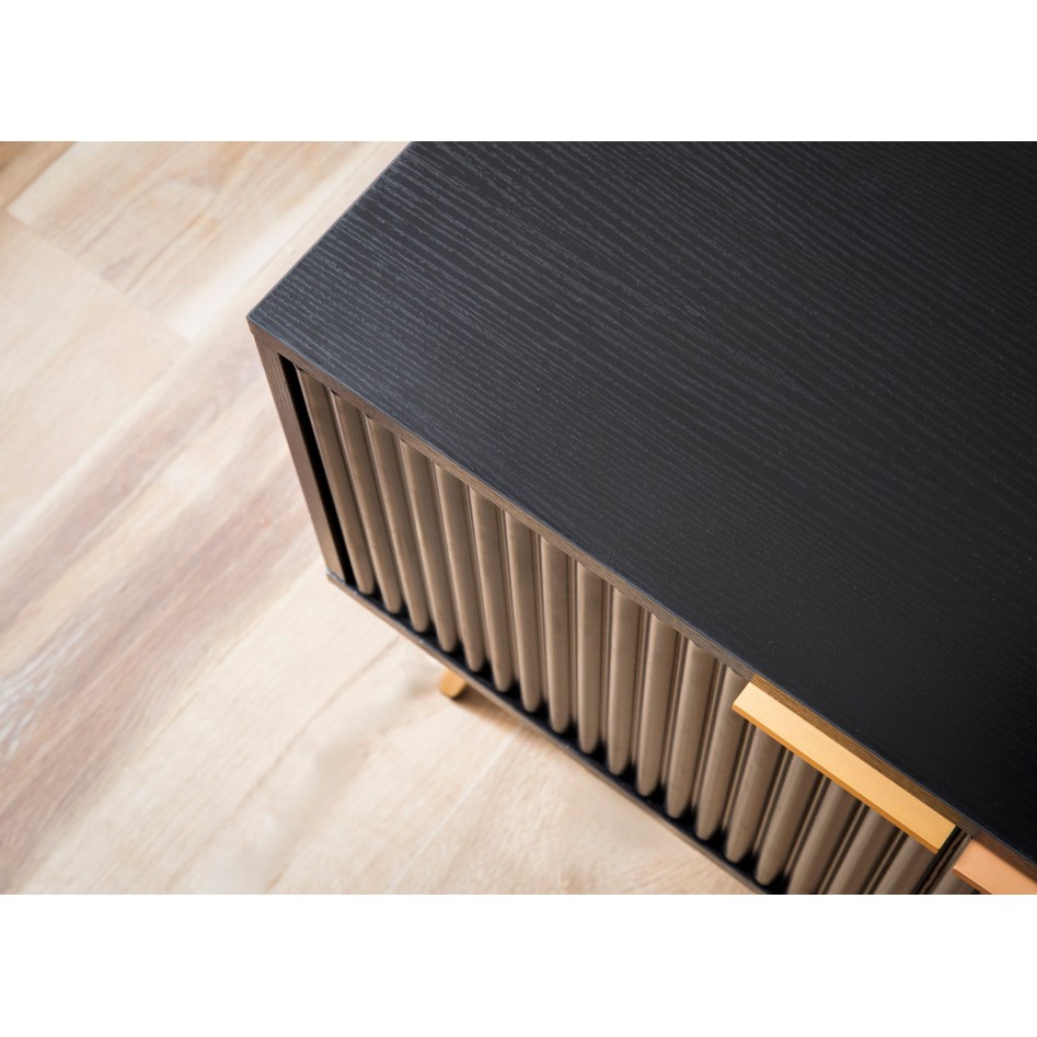 Mueble para TV Negro con decoración de Roble 150x51x39 cm