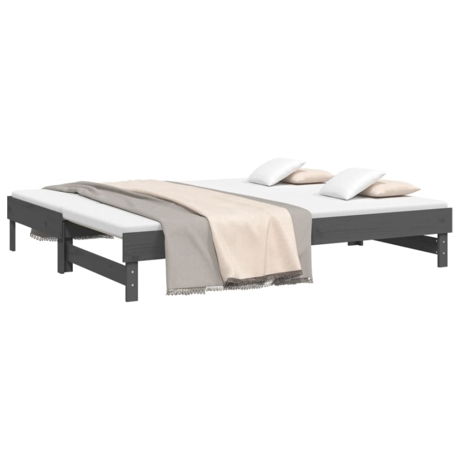 Sofá cama extraíble madera maciza de pino gris 2x(90x200)