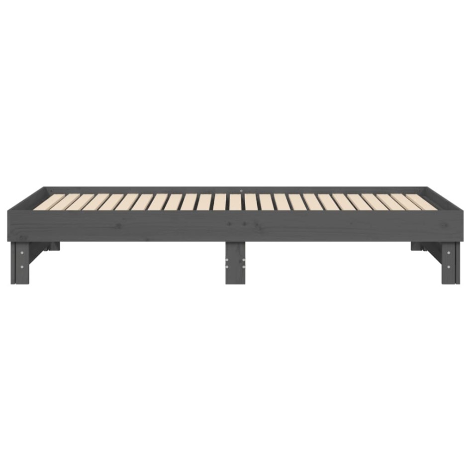 Sofá cama extraíble madera maciza de pino gris 2x(90x200)