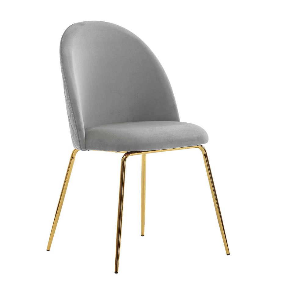 Juego de 2 sillas de comedor tapizadas en terciopelo gris