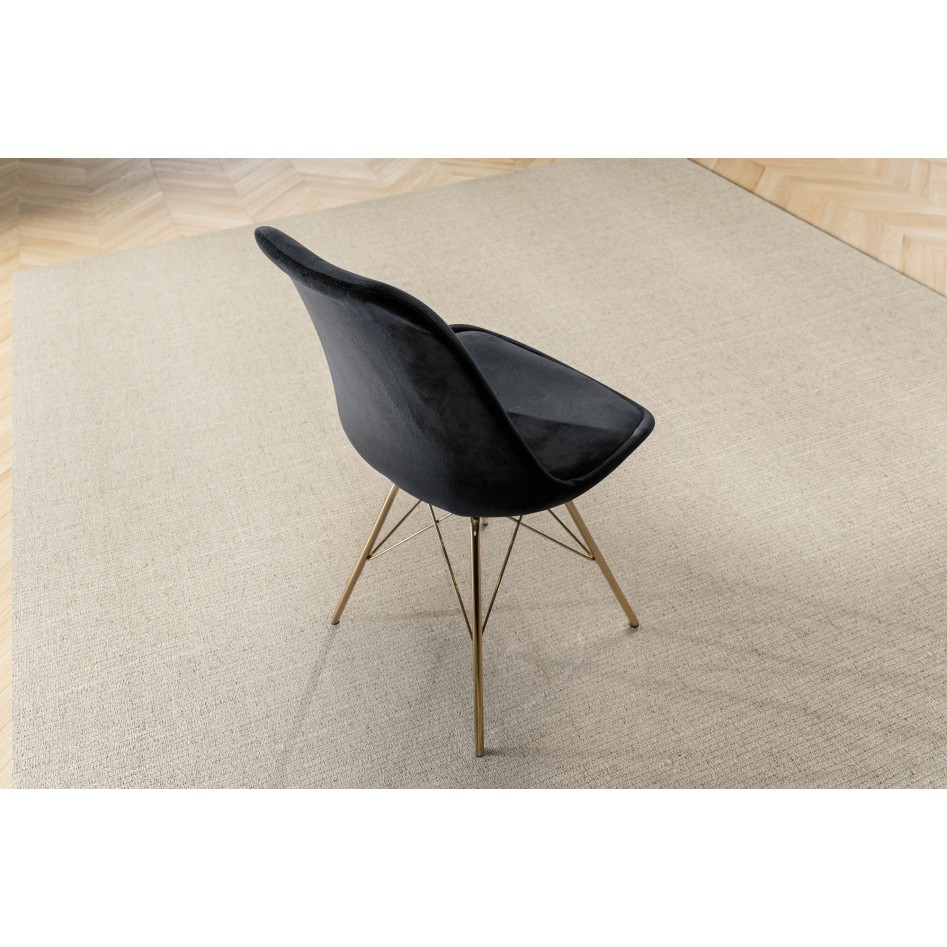 Juego de 2 Sillas de comedor de Terciopelo Negro con patas de metal