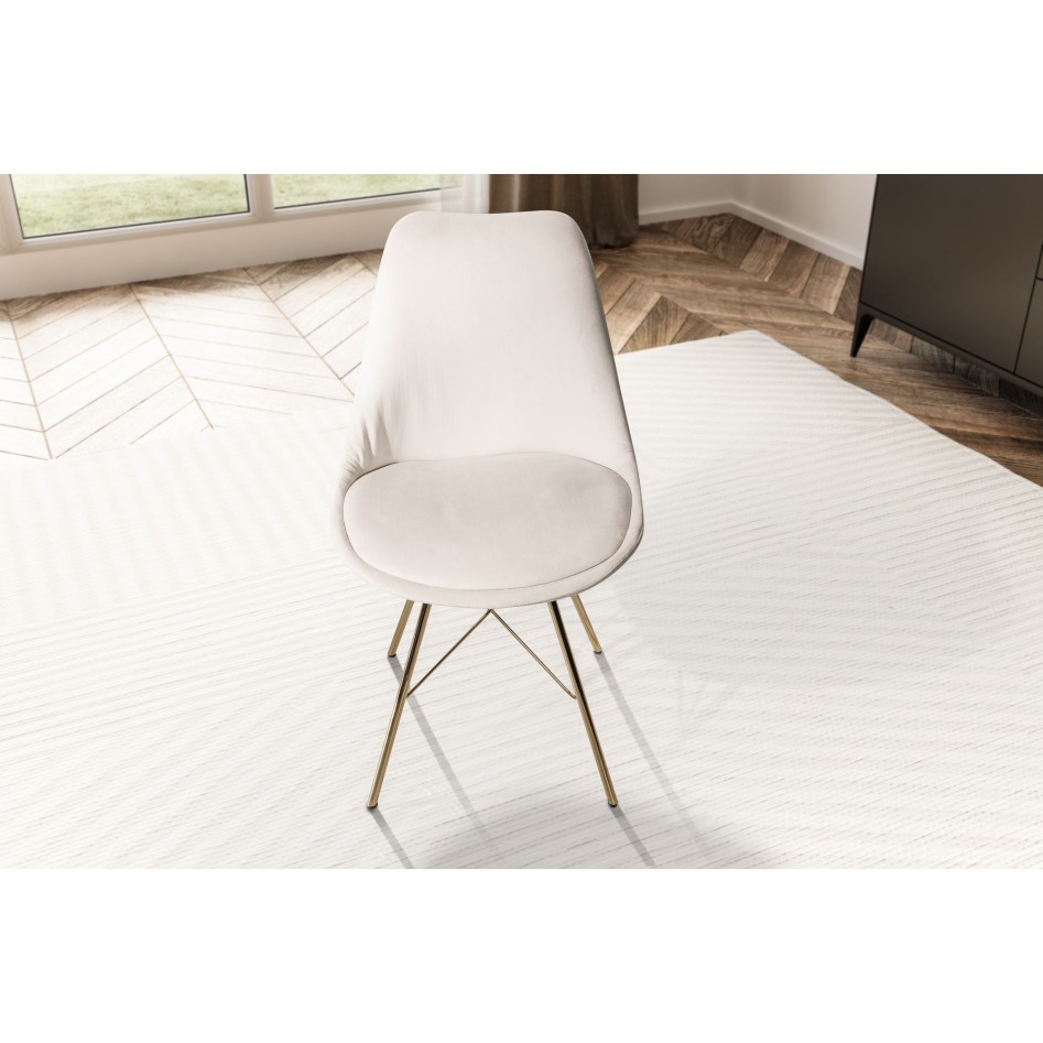 Juego de 2 Sillas de comedor de Terciopelo Beige con patas de metal