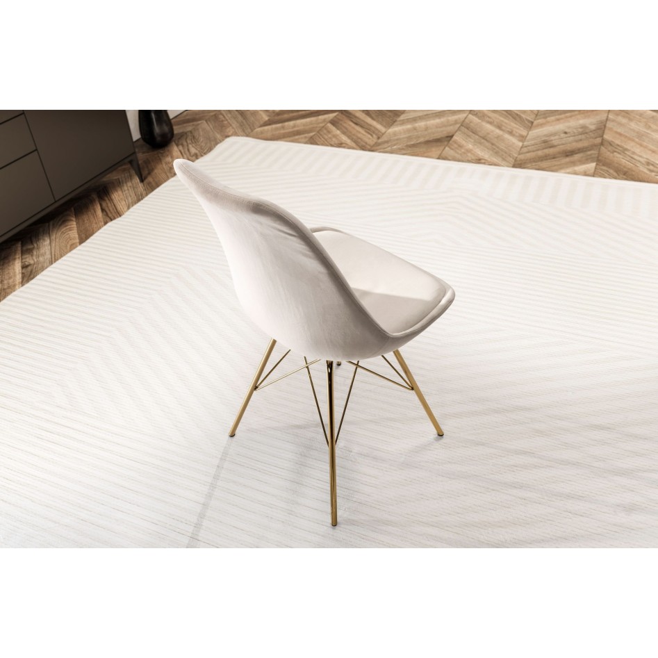 Juego de 2 Sillas de comedor de Terciopelo Beige con patas de metal