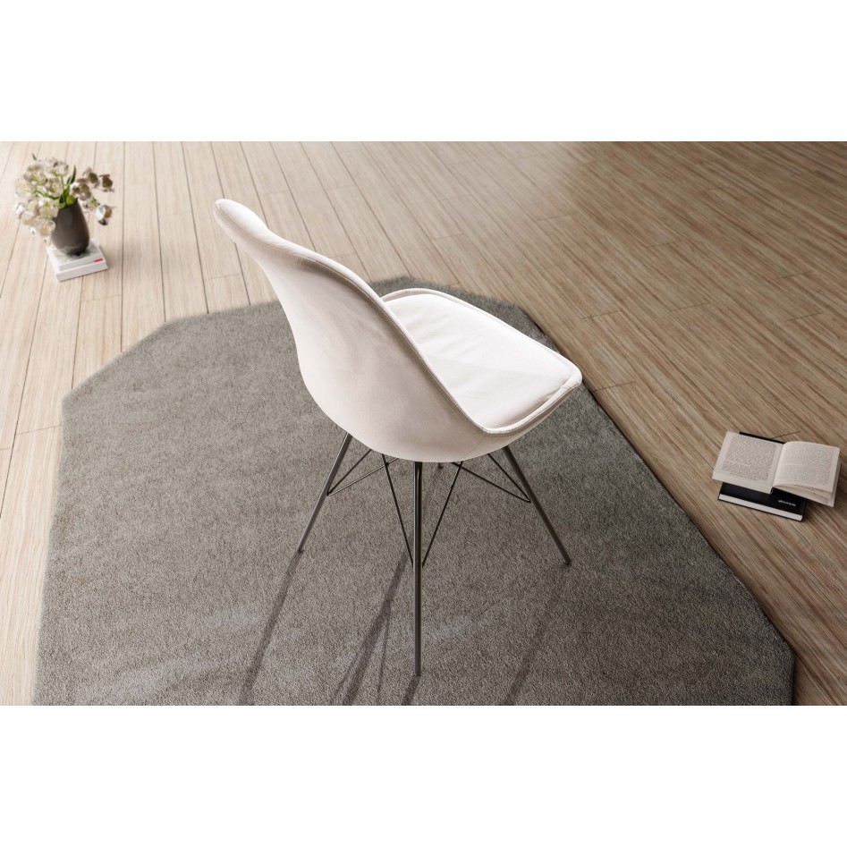 Juego de 2 Sillas de comedor de Terciopelo Beige con patas de metal