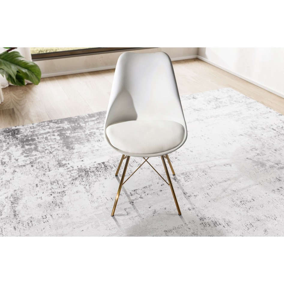 Juego de 2 Sillas de comedor,  plástico Blanco con patas de metal