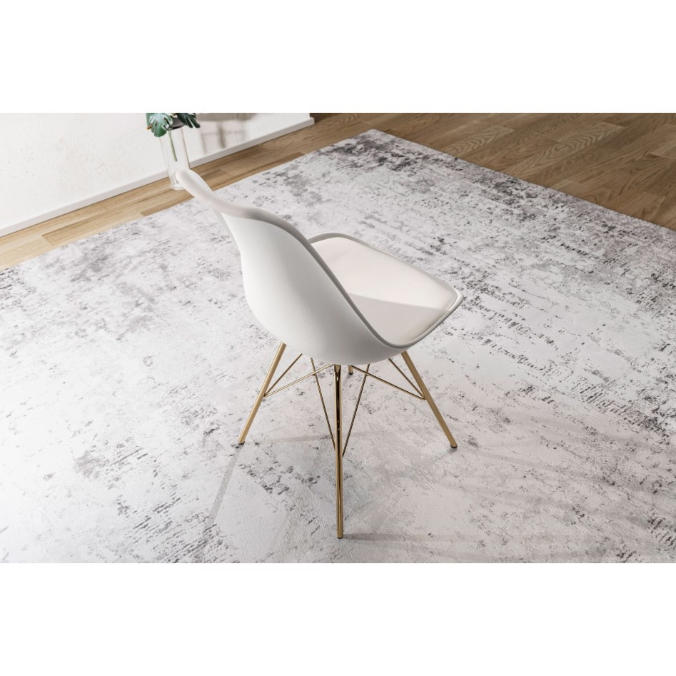 Juego de 2 Sillas de comedor,  plástico Blanco con patas de metal