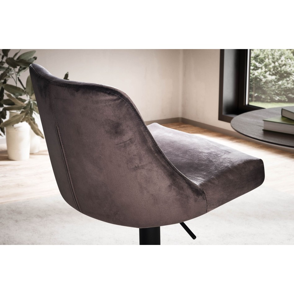 Taburete de bar, Terciopelo Gris con Respaldo 86 - 106 cm