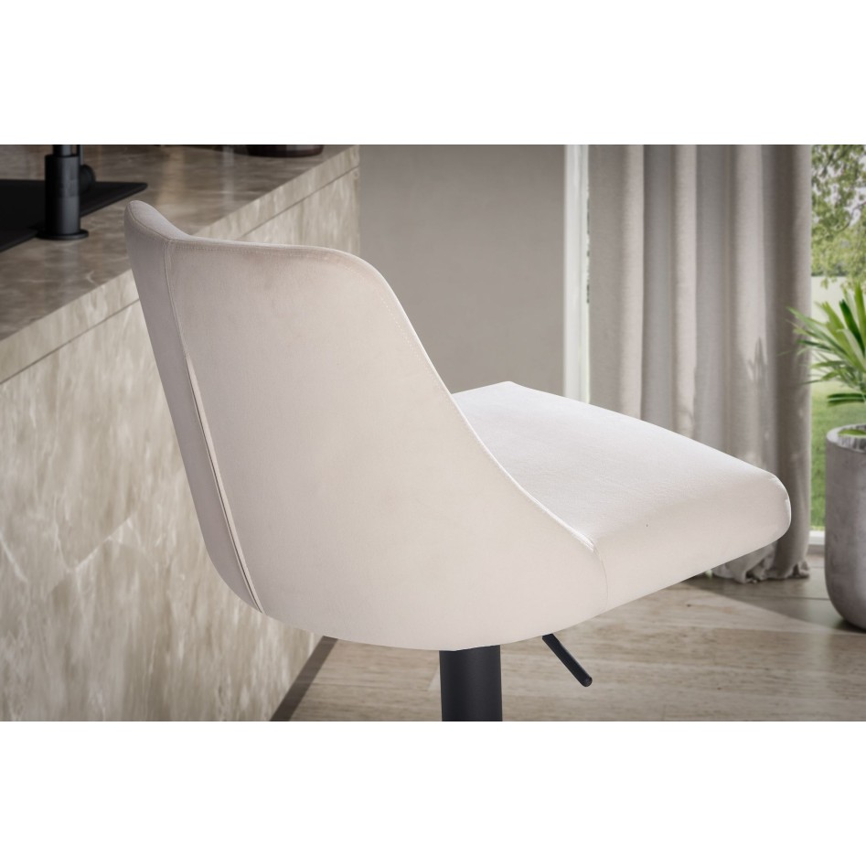 Taburete de bar, Terciopelo Beige con Respaldo 86 - 106 cm