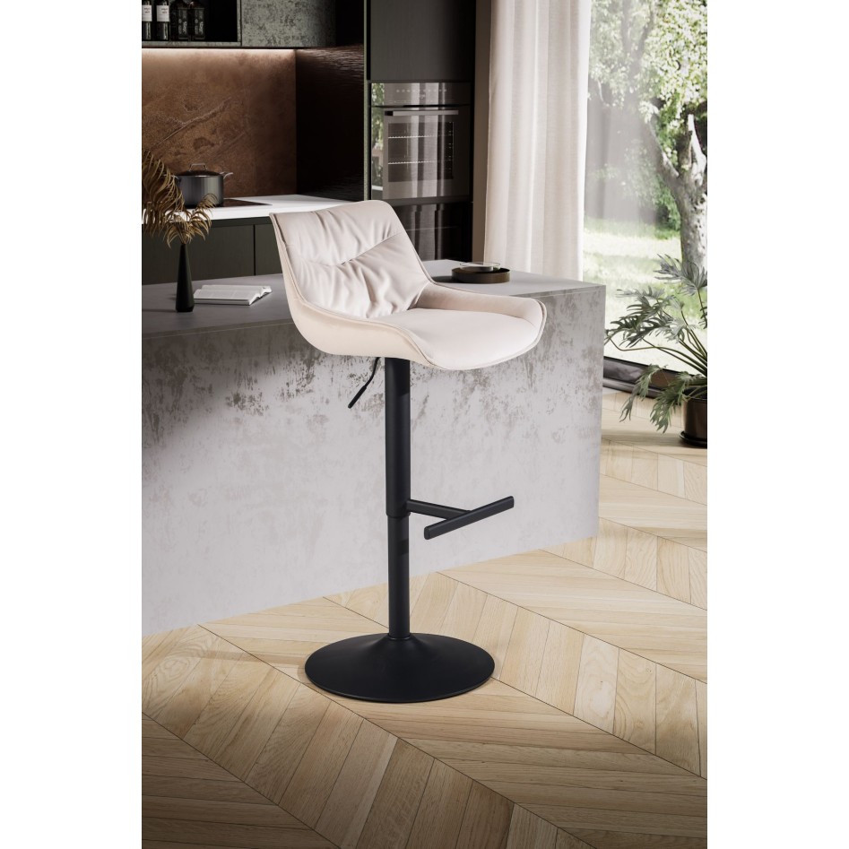 Taburete de bar Terciopelo Beige con Respaldo 86 - 106 cm