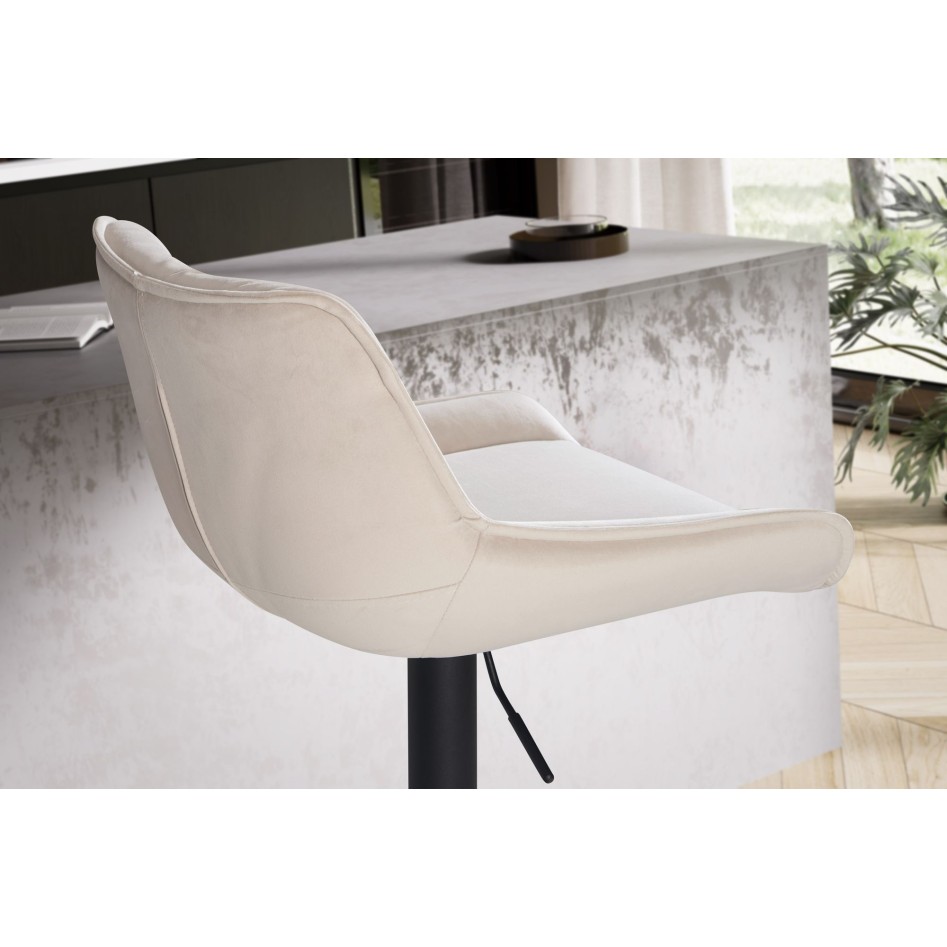 Taburete de bar Terciopelo Beige con Respaldo 86 - 106 cm