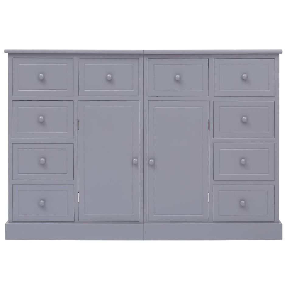 Aparador con 10 cajones madera gris 113x30x79