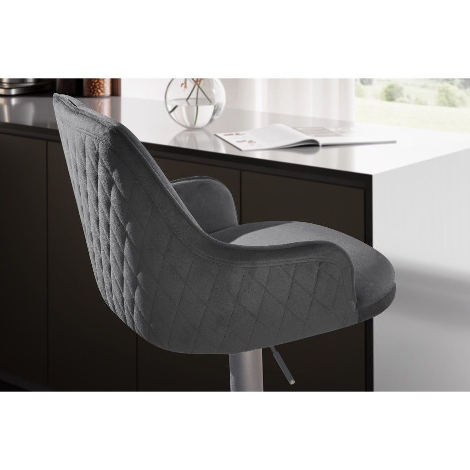 Taburete de bar, Terciopelo Negro con Respaldo 86 - 106 cm